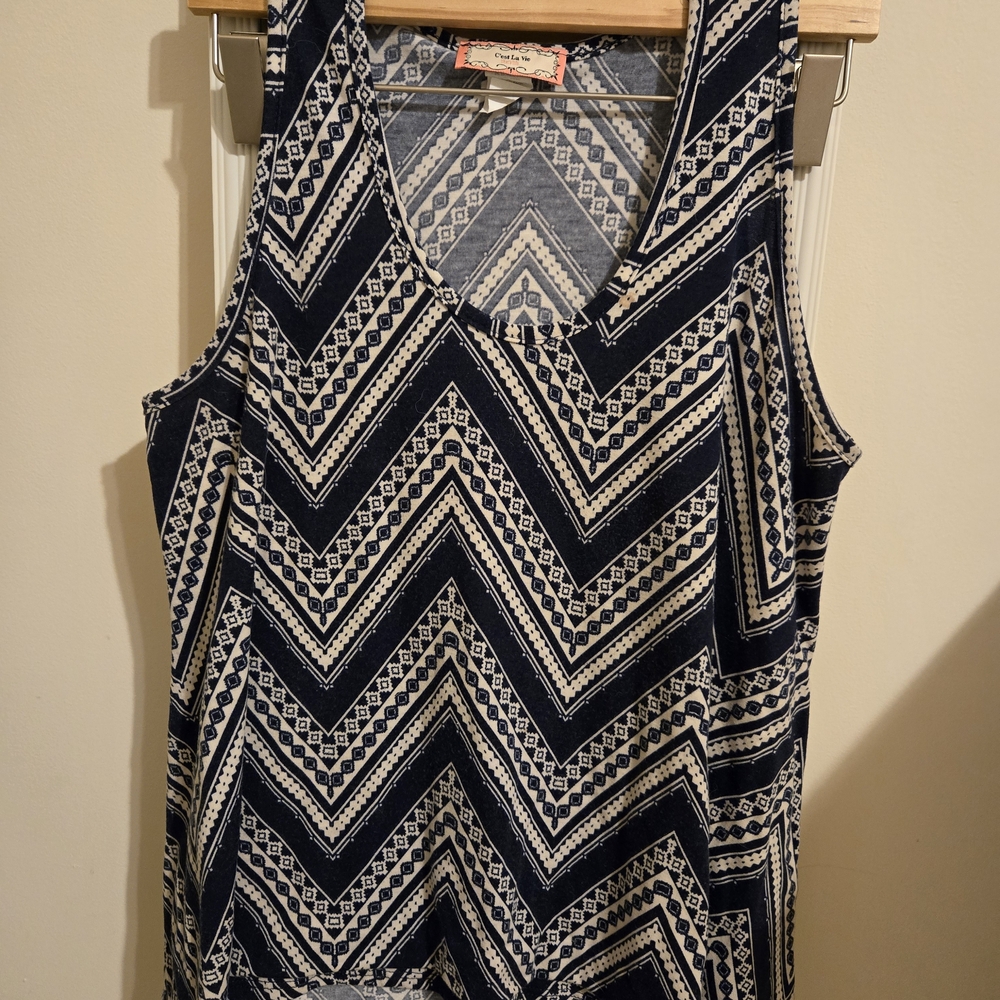 Navy and White Chevron Tank Top